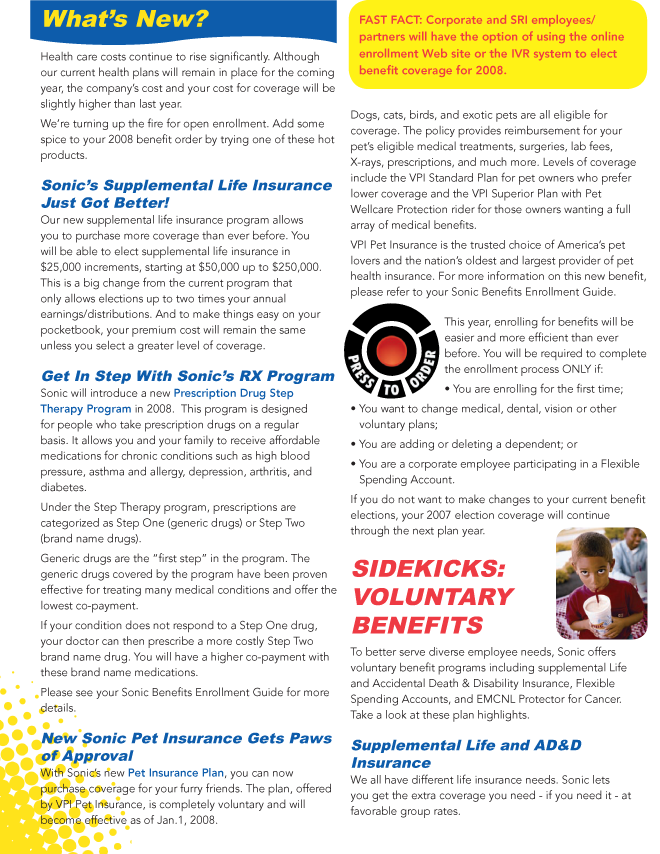 newsletter interior, order buttons and kid drinking milkshake