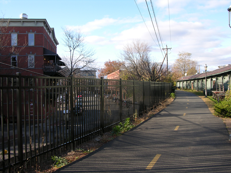 sunny bike trail in city