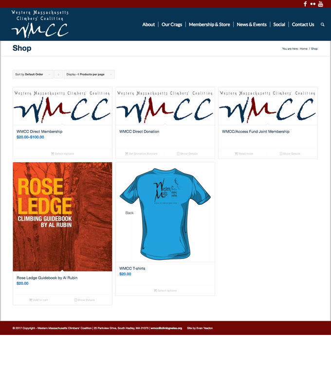 shop page, images of t-shirts and books