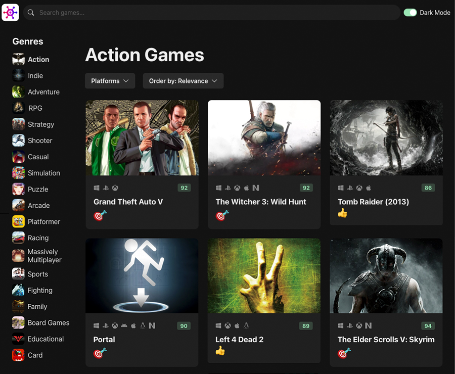 game search app